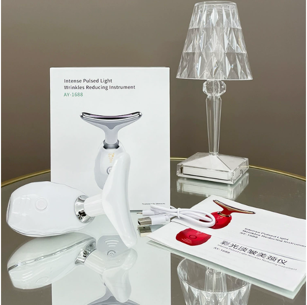 Wavy Chic Beauty Facial Massager, 7 Color Facial Device Skin Firming for Face Neck Beauty Device,