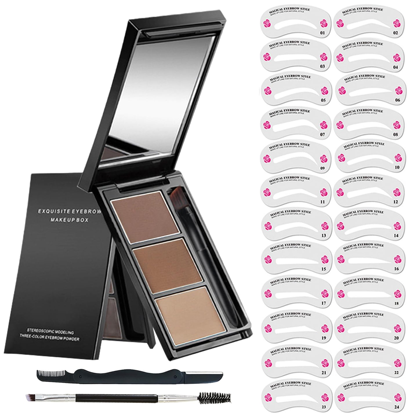 LZXLUKGIR Eyebrow Powder Kit3 Colors Eye Brow Powder for Women Eyebrow Makeup Professional Dark and Light Brown Eyebrow Filler
