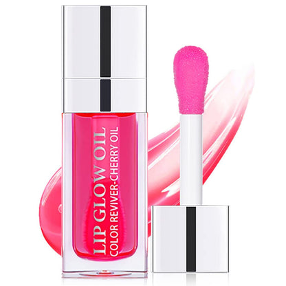 Alisesun Lip Oil Hydrating Tinted Lip Balm Plump Lip Gloss Lip Care Transparent Toot Lip Oil Tinted (015# Cherry Red)