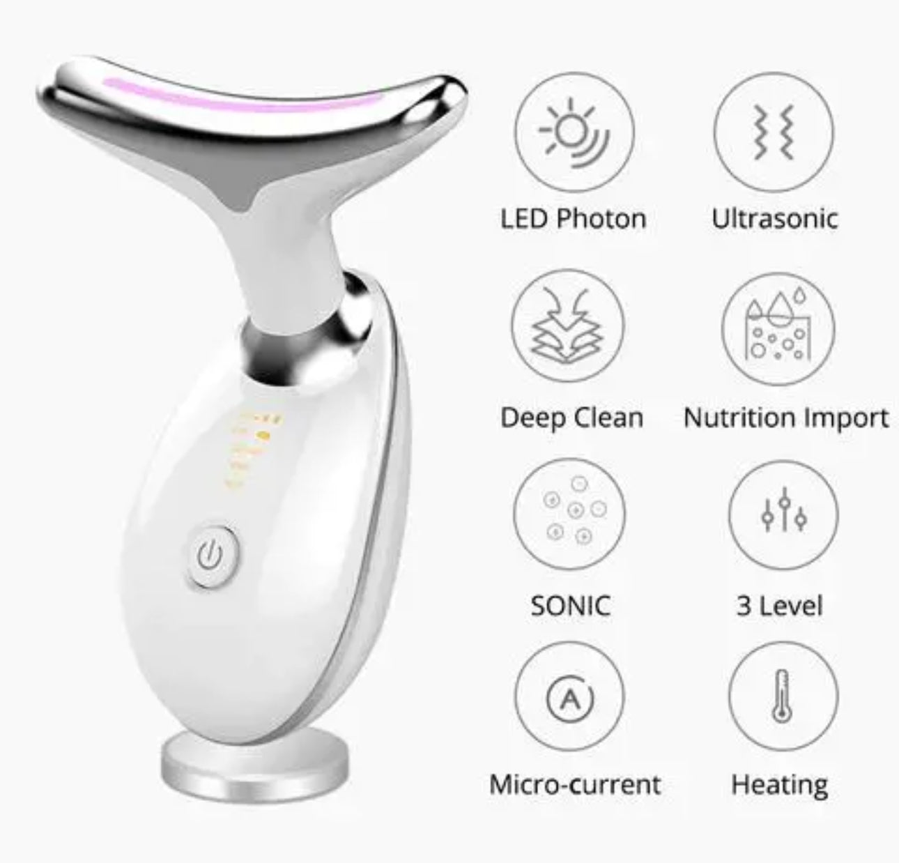 Wavy Chic Beauty Facial Massager, 7 Color Facial Device Skin Firming for Face Neck Beauty Device,
