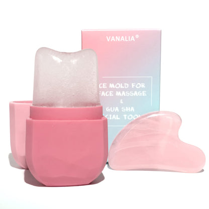 VANALIA Ice Roller and Gua Sha Set for Face Eyes and Neck - Skin Care Beauty Tools to Brighten Skin