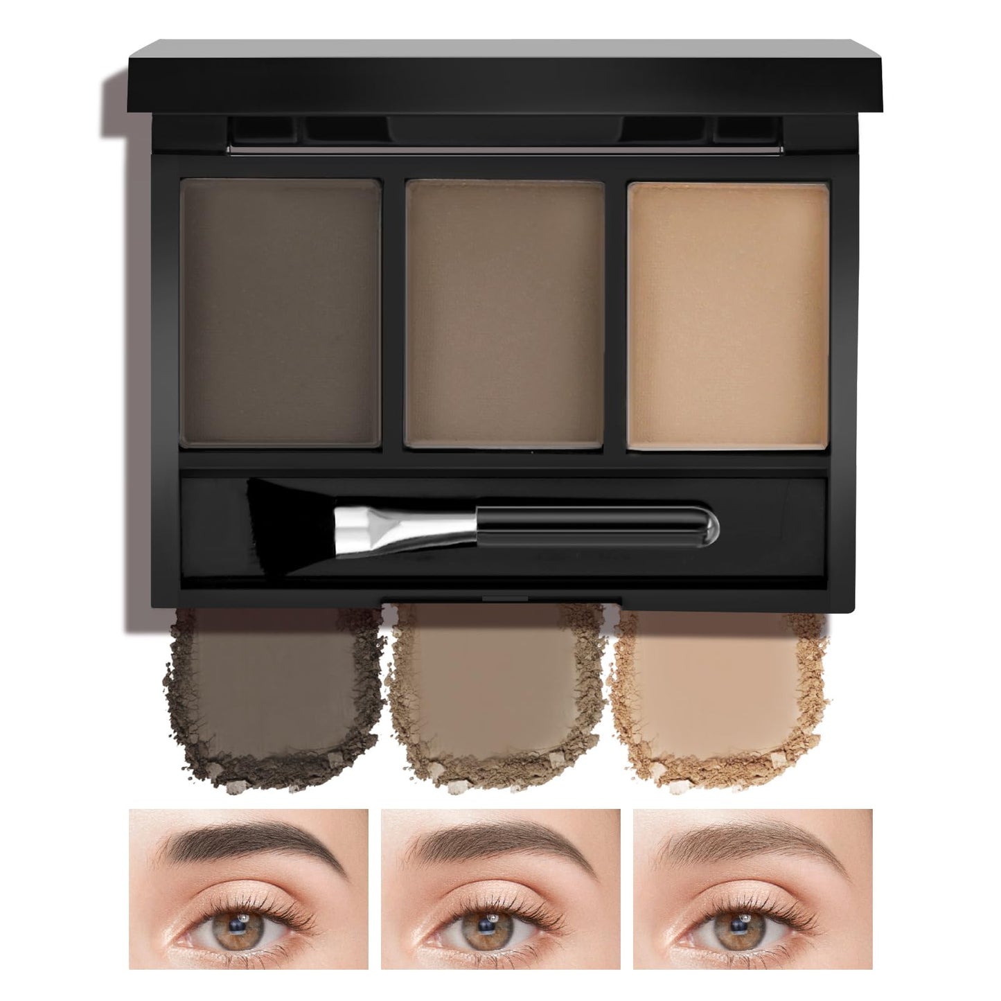 AFGHOUZ 3-Color Eyebrow Powder Palette Brow Powder Filler Kit With Mirror Brow Brush