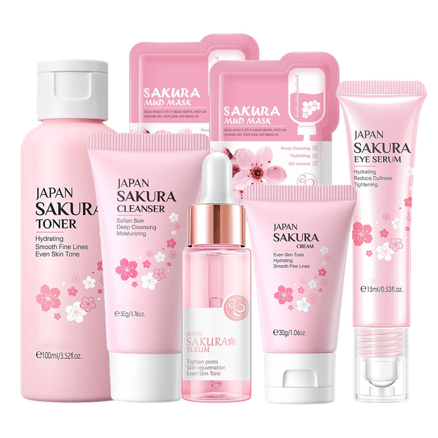 Skin Care Set Sakura Women Beauty Gift Sets Korean Skin Care Kit- Cleanser Serum Face Cream