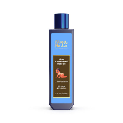 Blue Nectar Baby Oil with Pure Kumkumadi Oil for Glow & Hydration | Ayurvedic Baby Massage Oil for New Born