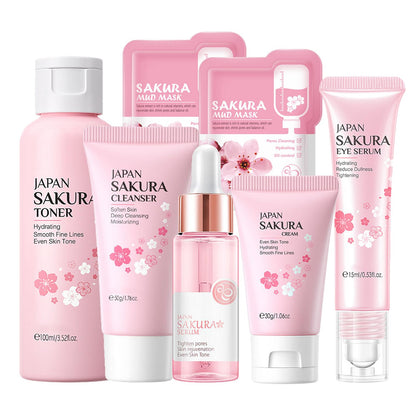 Skin Care Set Sakura Women Beauty Gift Sets Korean Skin Care Kit- Cleanser Serum Face Cream