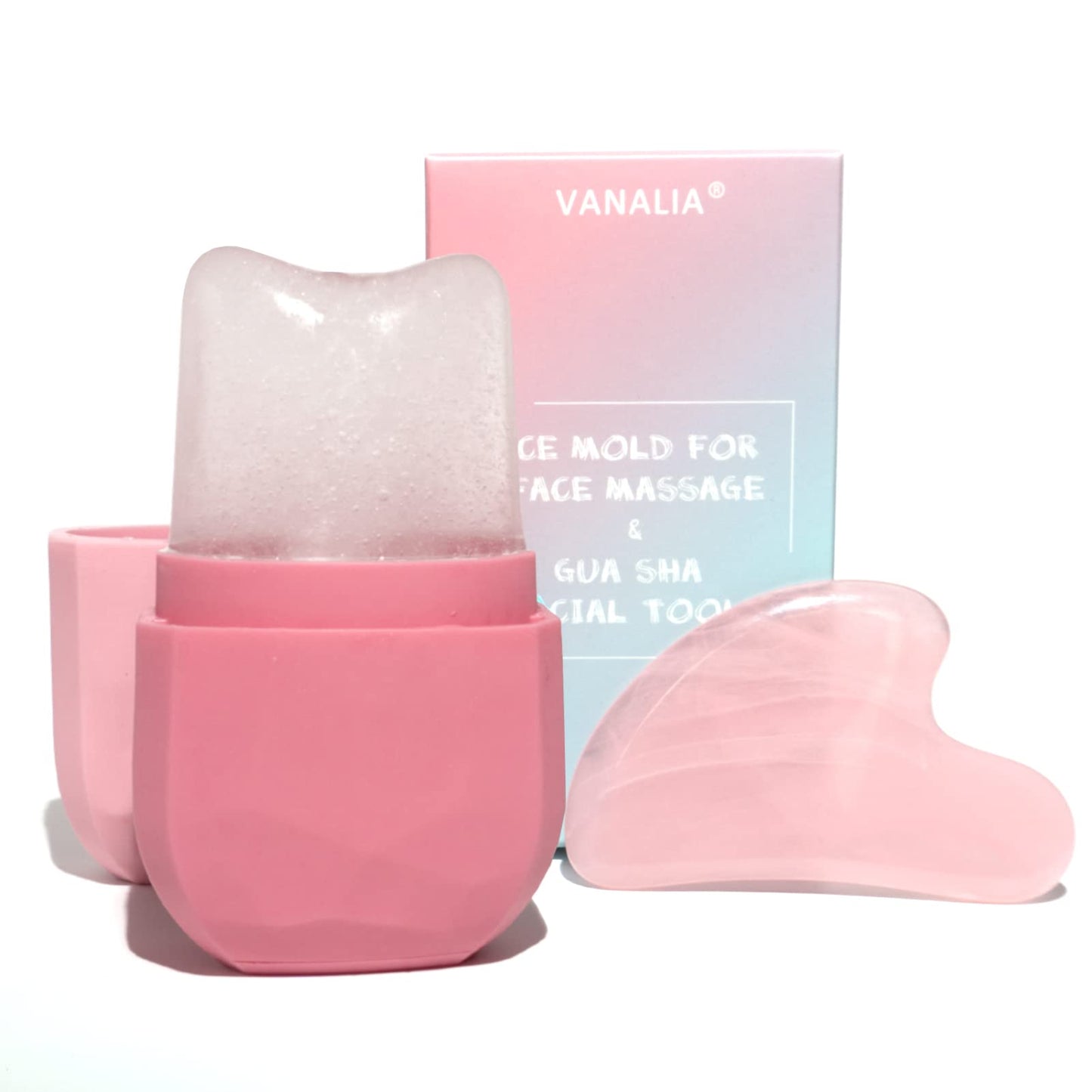 VANALIA Ice Roller and Gua Sha Set for Face Eyes and Neck - Skin Care Beauty Tools to Brighten Skin