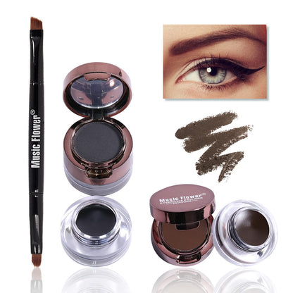 Music Flower Gel Eyeliner Eyebrow Powder Black and Brown Waterproof Smudgeproof