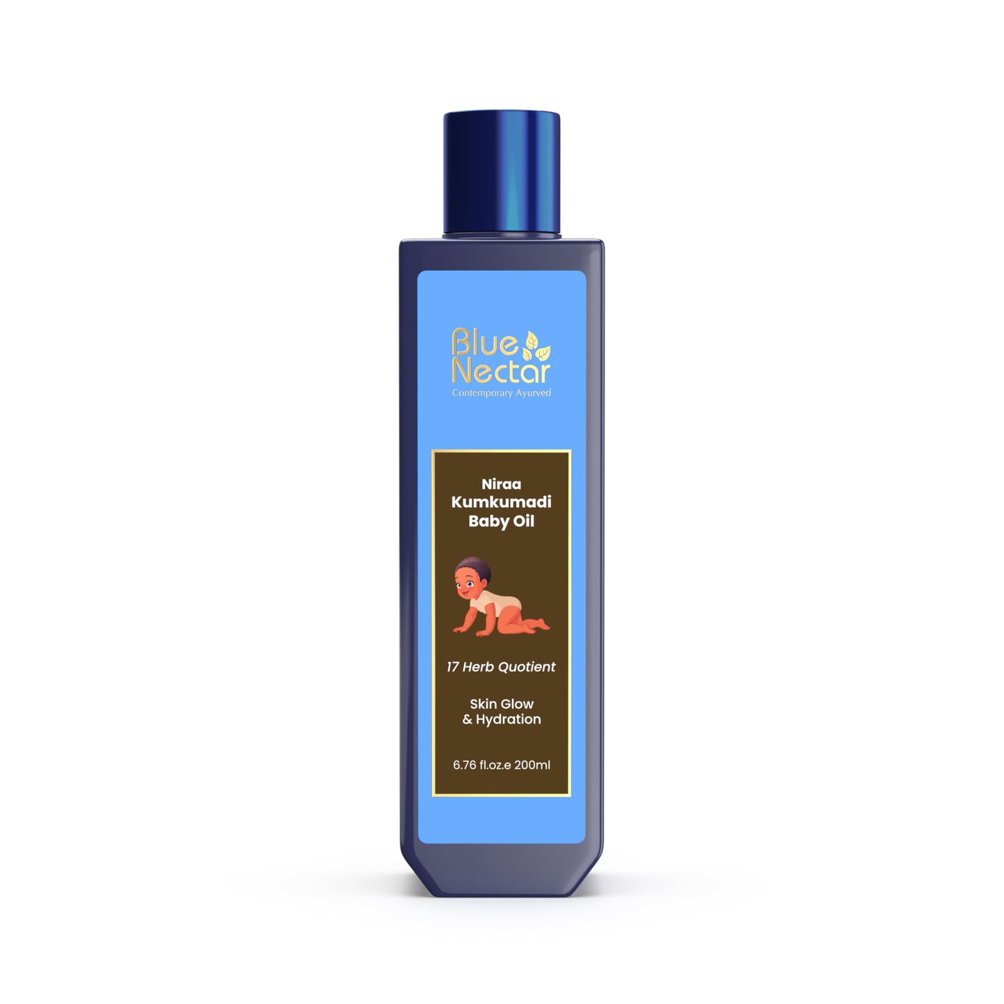 Blue Nectar Baby Oil with Pure Kumkumadi Oil for Glow & Hydration | Ayurvedic Baby Massage Oil for New Born