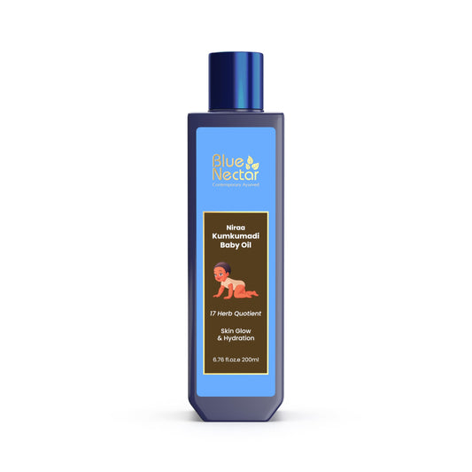 Blue Nectar Baby Oil with Pure Kumkumadi Oil for Glow & Hydration | Ayurvedic Baby Massage Oil for New Born